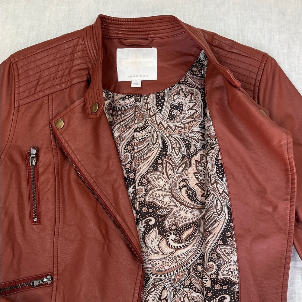 Faux leather Anthropologie Size Small jacket- rust/brown - Picture 7 of 9